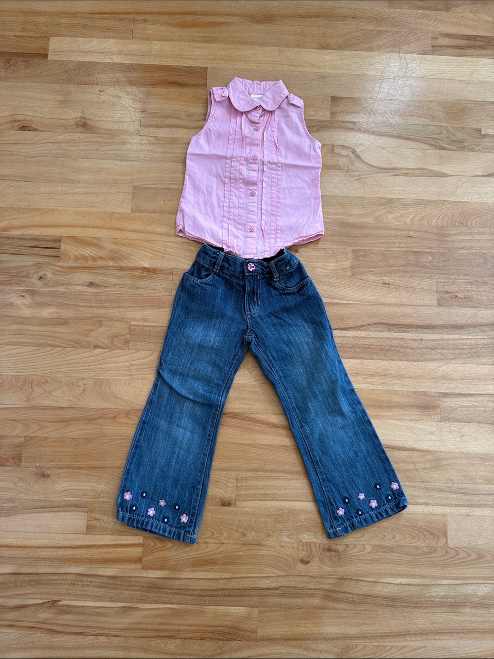 Gymboree Pink Girls' Denim Jeans with Floral Hem